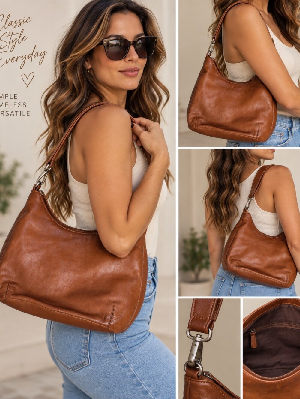 Tignanello Classic Leather Hobo Bag in Brown